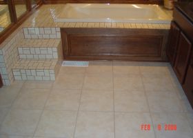 blacklick soaker tub leak repaired leak relocated steps to create custom access panel  replaced ceramic tile floor after i-305-280-200-80-c